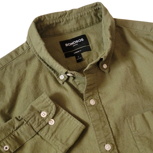 Bonobos Olive Oxford Long Sleeve Button Down Shirt - Picture 6 of 6